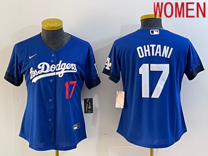 Women Los Angeles Dodgers #17 Ohtani Blue Nike Game MLB Jersey style 4